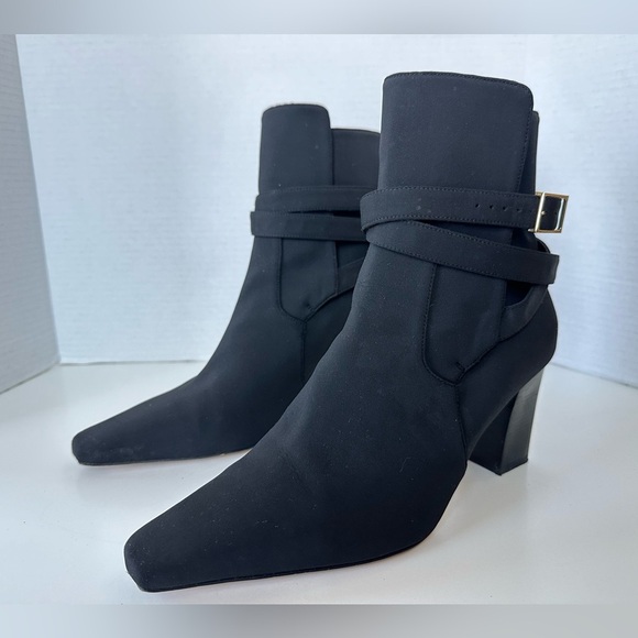 Good American Bombshell Black Buckle Ankle Boots Size 9 - Picture 5 of 10